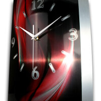 Red Shadow – gewölbte 3D-Wanduhr mit Alu-Rahmen