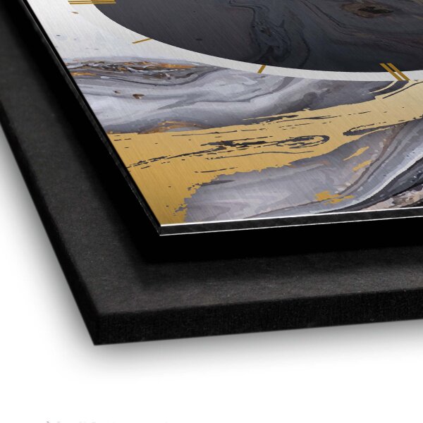 Gold & Black Ink – Vertora Metallic Wanduhr aus Alu & MDF