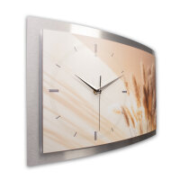 Relax Pampas – gewölbte 3D-Wanduhr mit silbernem Alu-Rahmen