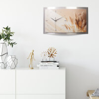 Relax Pampas – gewölbte 3D-Wanduhr mit silbernem Alu-Rahmen