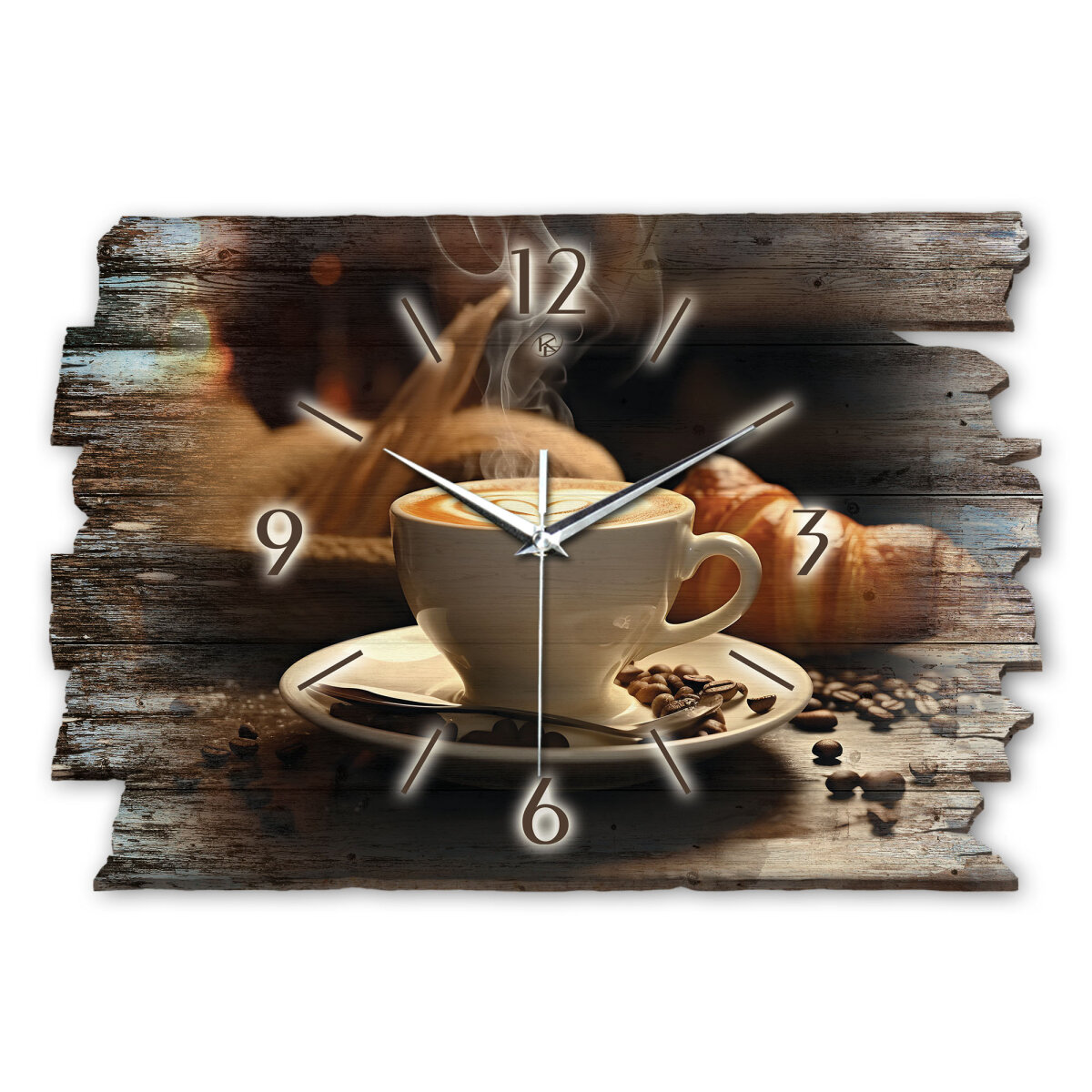 Cappuccino Designer-Wanduhr aus Holz – leises Uhrwerk