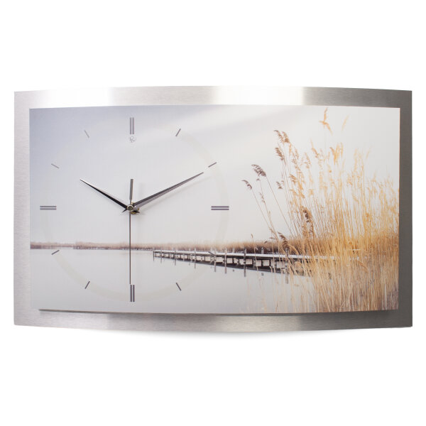 Seestille – gewölbte 3D-Wanduhr mit silbernem...