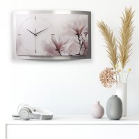 Orchidee Relax – gewölbte 3D-Wanduhr mit silbernem Alu-Rahmen