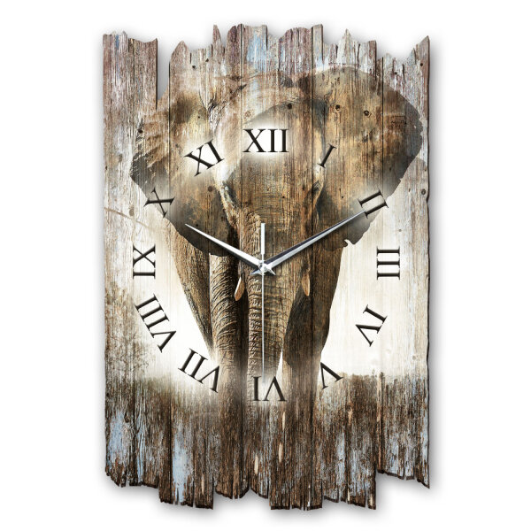Elefant in Afrika Designer-Wanduhr aus Holz –...