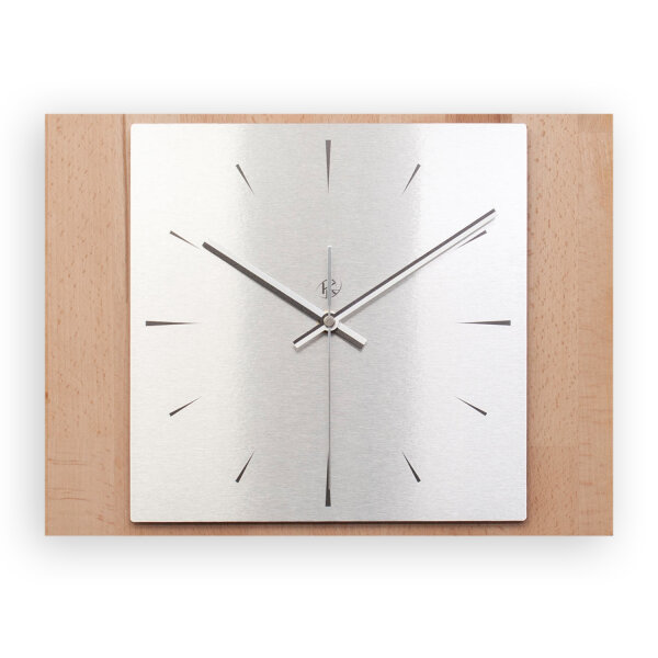 Forma Designer-Wanduhr aus Massivholz mit Alu &...