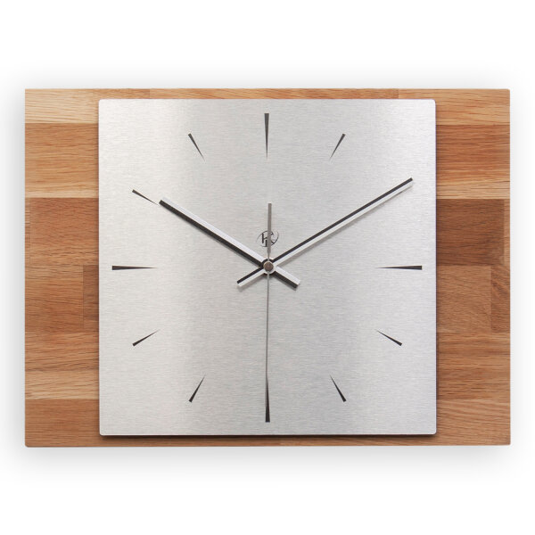 Forma Designer-Wanduhr aus Massivholz mit Alu &...