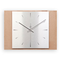 Forma Designer-Wanduhr aus Massivholz mit Alu & leisem Uhrwerk