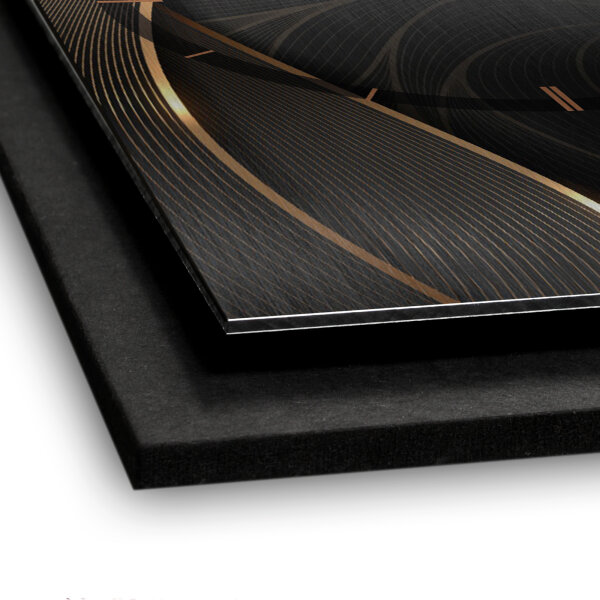 Black & Gold – Vertora Metallic Wanduhr aus Alu & MDF