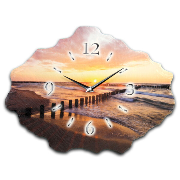 Strand Design-Wanduhr aus Steinguss mit leisem Uhrwerk