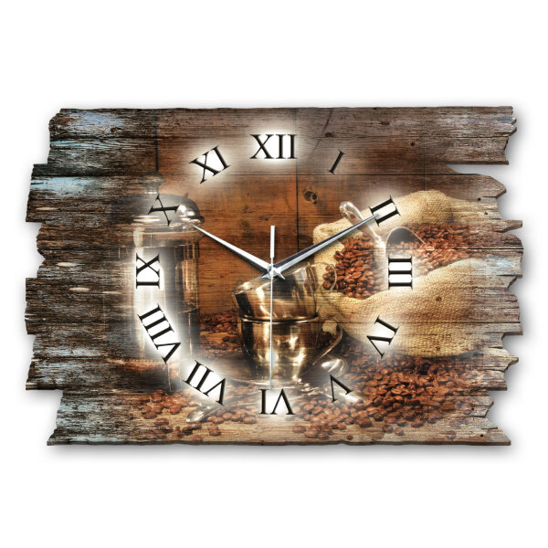 Kaffeebohnen Designer-Wanduhr aus Holz – leises...