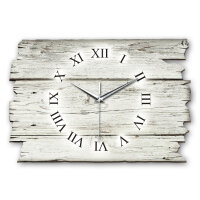 Holzoptik Weiß Designer-Wanduhr aus Holz – leises Uhrwerk