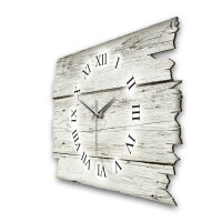 Holzoptik Weiß Designer-Wanduhr aus Holz – leises Uhrwerk