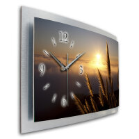 Chill Out – gewölbte 3D-Wanduhr mit silbernem Alu-Rahmen