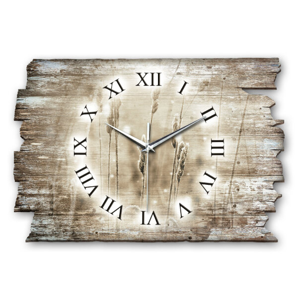 Gräser im Wind Designer-Wanduhr aus Holz –...