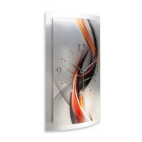 Lightstream – gewölbte 3D-Metallic-Wanduhr mit silbernem Alu-Rahmen