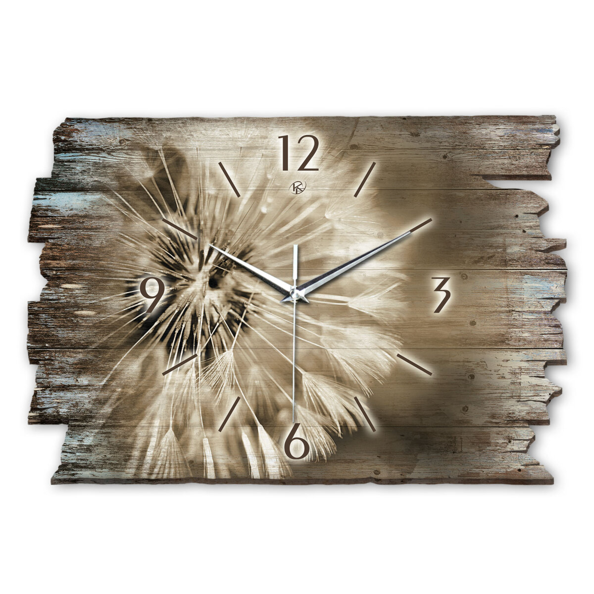 Pusteblume Designer-Wanduhr aus Holz – leises Uhrwerk