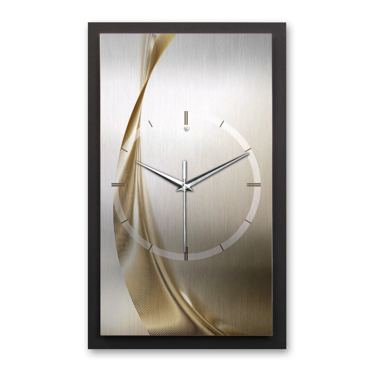 Elegant Golden Wave – Vertora Metallic Wanduhr aus Alu & MDF