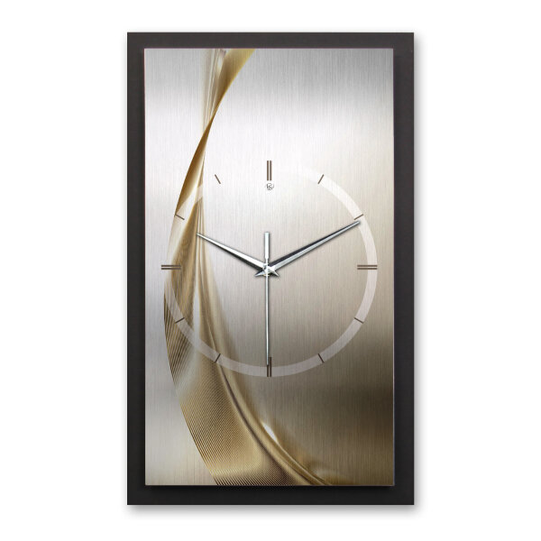 Elegant Golden Wave – Vertora Metallic Wanduhr aus...