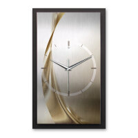 Elegant Golden Wave – Vertora Metallic Wanduhr aus Alu & MDF