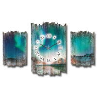 Nordlichter Shabby chic Dreiteilige Wanduhr aus MDF mit leisem Uhrwerk