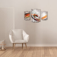 Modern Wave Shabby chic Dreiteilige Wanduhr aus MDF mit leisem Uhrwerk