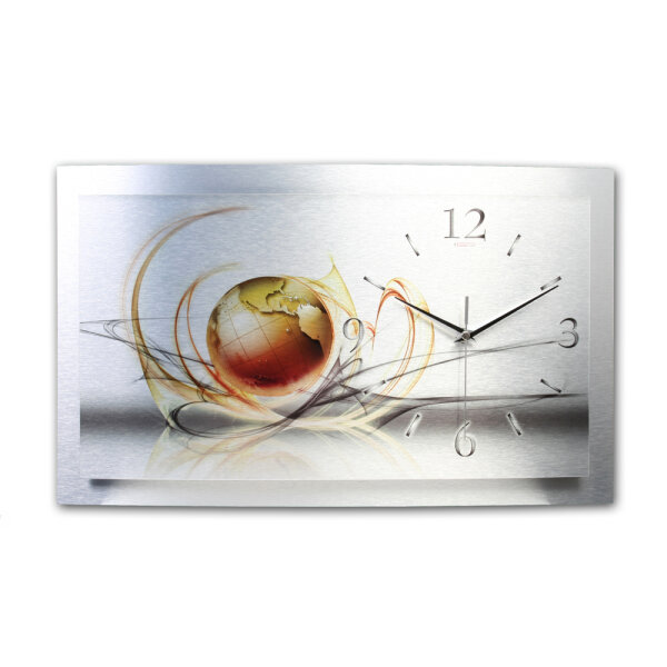 Welt Abstrakt – gewölbte 3D Metallic-Wanduhr...