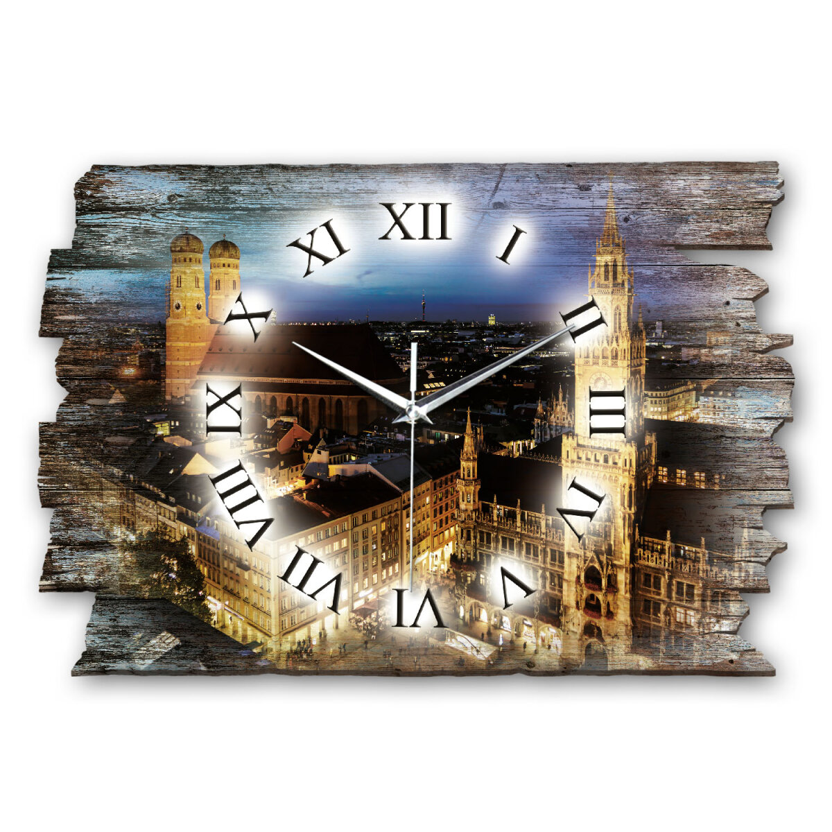 München Designer-Wanduhr aus Holz – leises Uhrwerk