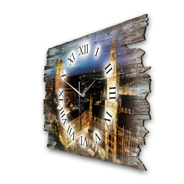 München Designer-Wanduhr aus Holz – leises...