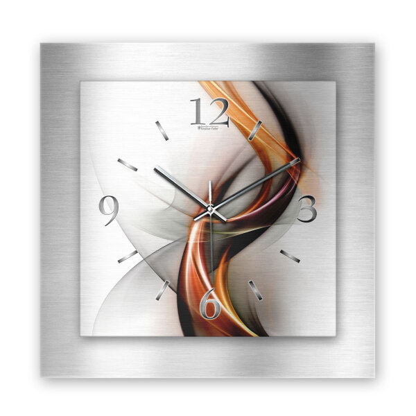 Abstrakt Flamme – 3D Design-Wanduhr mit silbernem...