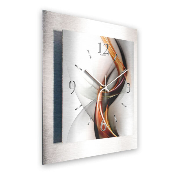 Abstrakt Flamme – 3D Design-Wanduhr mit silbernem...