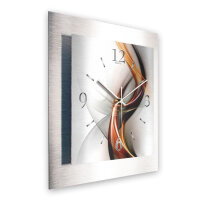 Abstrakt Flamme – 3D Design-Wanduhr mit silbernem Alu-Rahmen