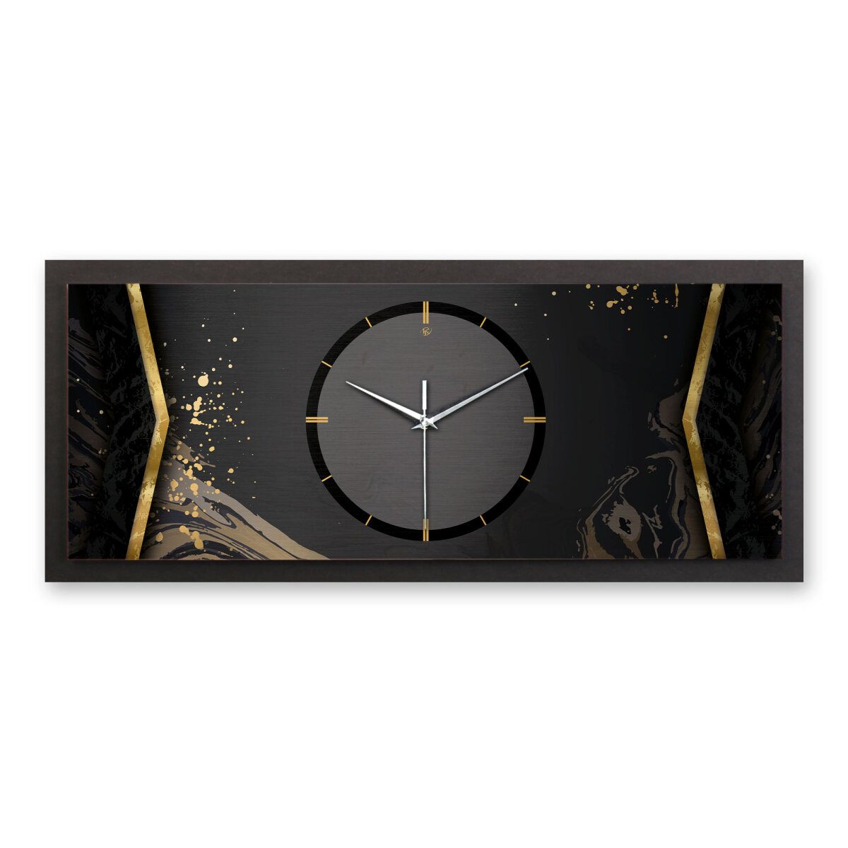 Abstract Black – Panora Metallic Wanduhr aus Alu & MDF