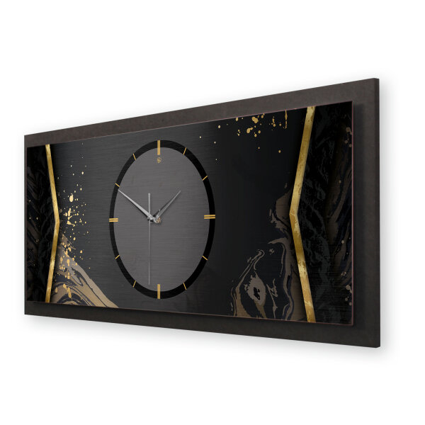 Abstract Black – Panora Metallic Wanduhr aus Alu...
