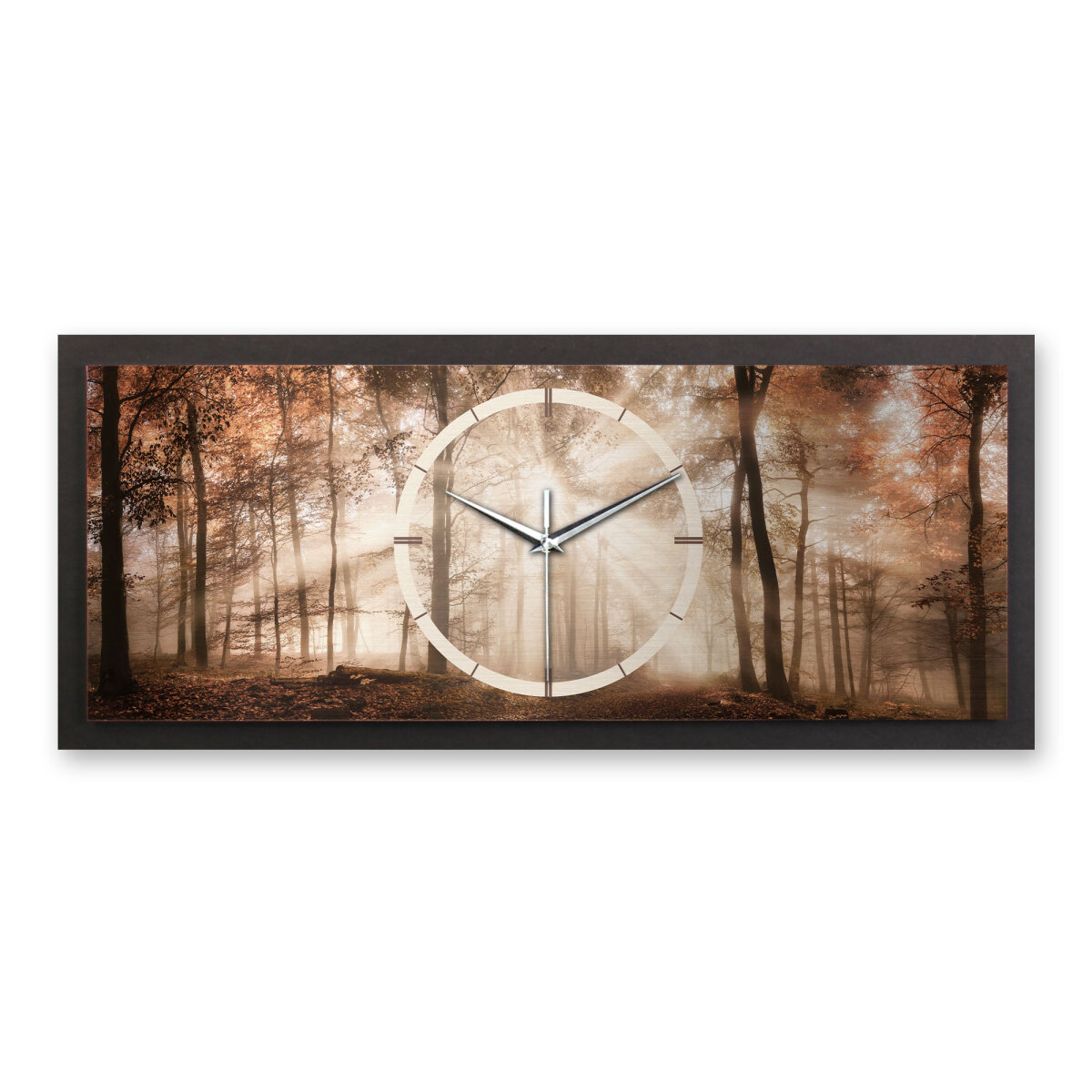 Wald – Panora Metallic Wanduhr aus Alu & MDF