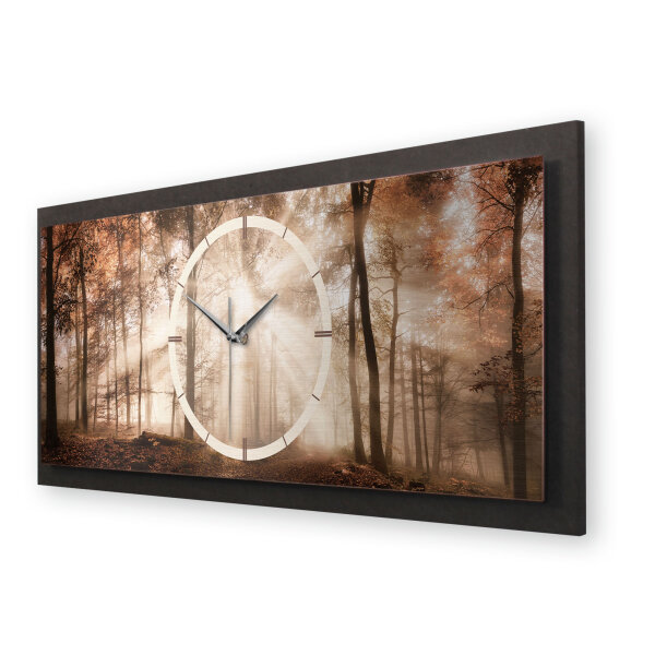 Wald – Panora Metallic Wanduhr aus Alu & MDF