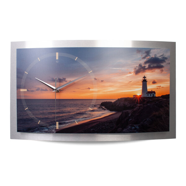Leuchtturm Felsen – gewölbte 3D-Wanduhr mit...