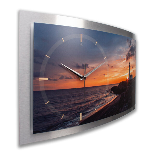 Leuchtturm Felsen – gewölbte 3D-Wanduhr mit...