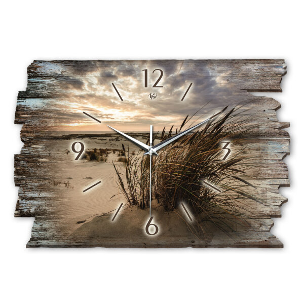 Sandstrand Designer-Wanduhr aus Holz – leises Uhrwerk