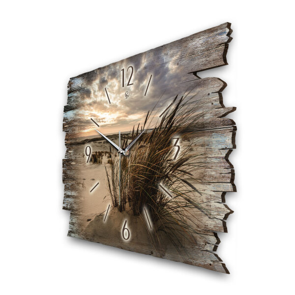 Sandstrand Designer-Wanduhr aus Holz – leises Uhrwerk