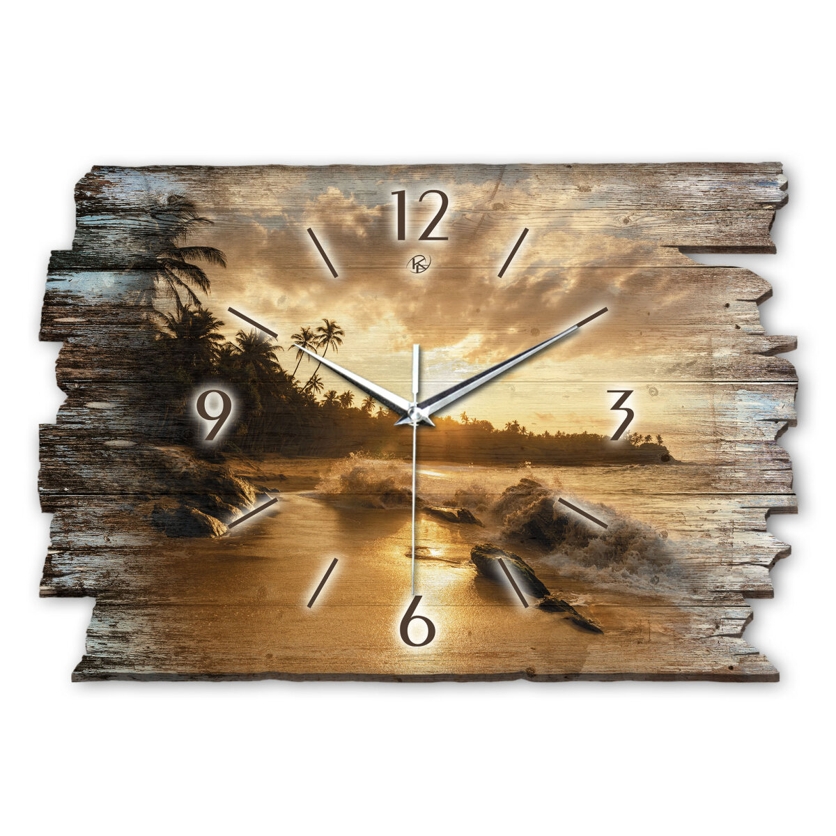 Beach Designer-Wanduhr aus Holz – leises Uhrwerk