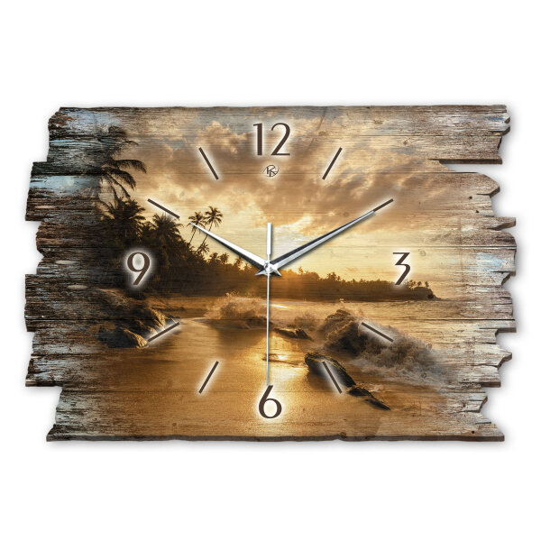 Beach Designer-Wanduhr aus Holz – leises Uhrwerk