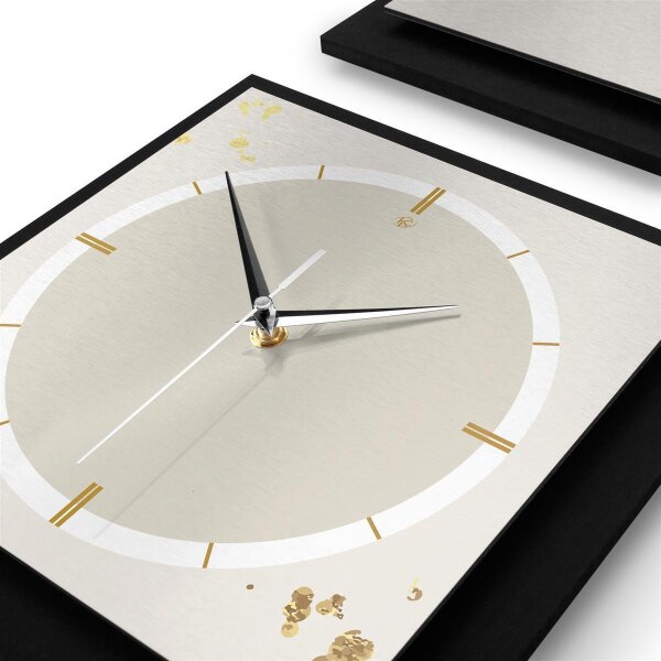 Golden Paint & Silver – Trivio Metallic Wanduhr aus Alu & MDF
