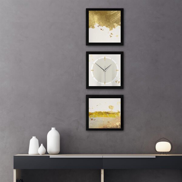Golden Paint & Silver – Trivio Metallic Wanduhr aus Alu & MDF