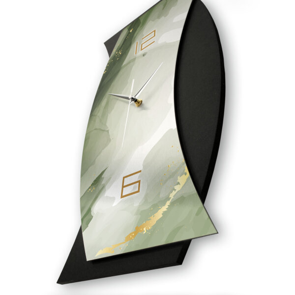 Green – Curvona Metallic Wanduhr aus Alu & MDF