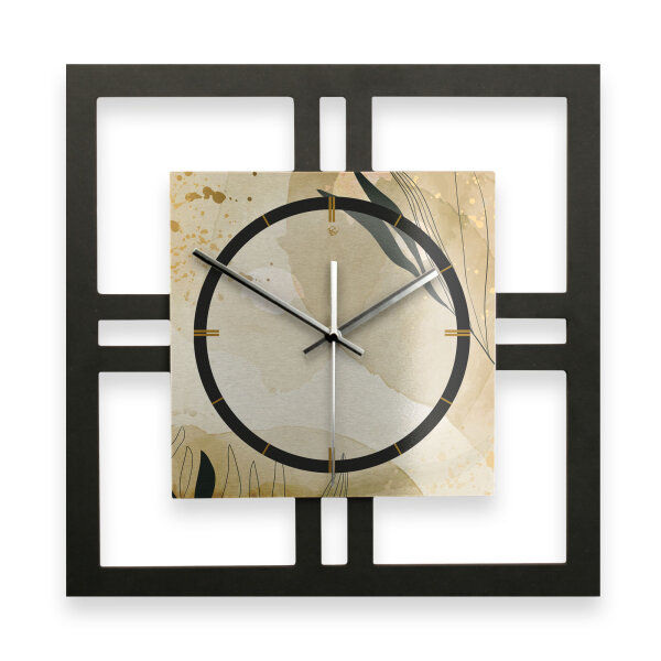 Elegant Leaves – Quadria Metallic Wanduhr aus Alu...