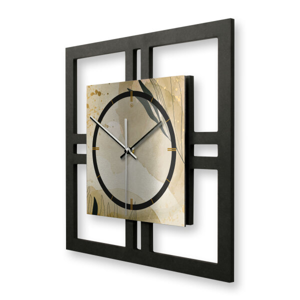 Elegant Leaves – Quadria Metallic Wanduhr aus Alu...