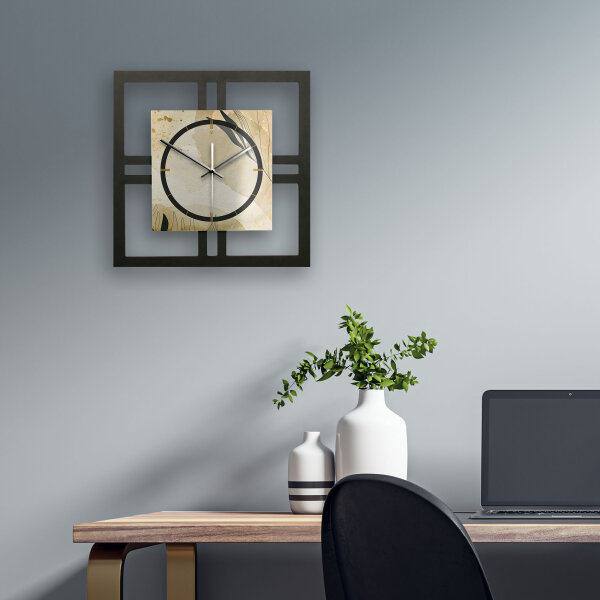 Elegant Leaves – Quadria Metallic Wanduhr aus Alu & MDF