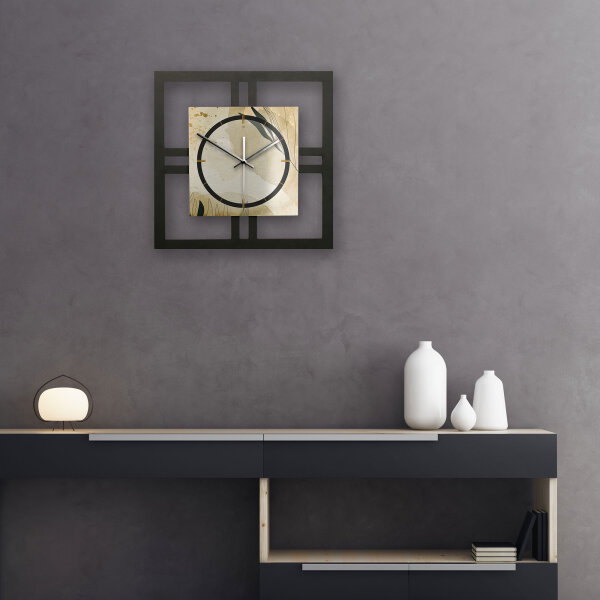 Elegant Leaves – Quadria Metallic Wanduhr aus Alu & MDF