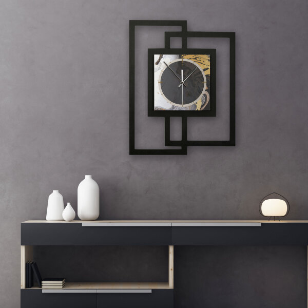 Gold & Black Ink – Fenora Metallic Wanduhr aus Alu & MDF