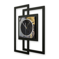 Gold & Black Ink – Fenora Metallic Wanduhr aus Alu & MDF